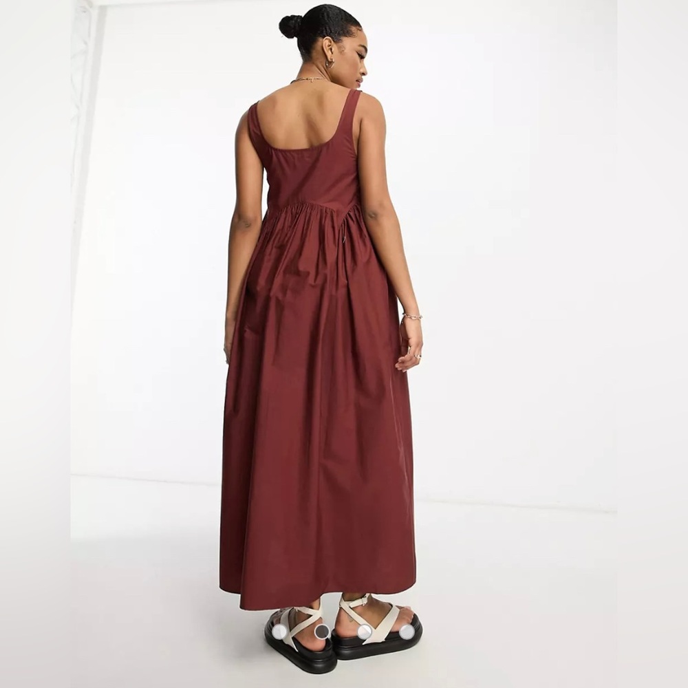 NWT ASOS DESIGN 16 Tall square neck midi smock sundress rust NEVER WORN cotton